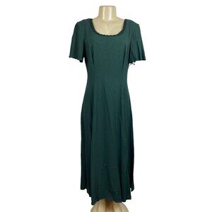 Vintage 80s 90s Caren Desirée Company Women's Green Blousson Dress Sz 10